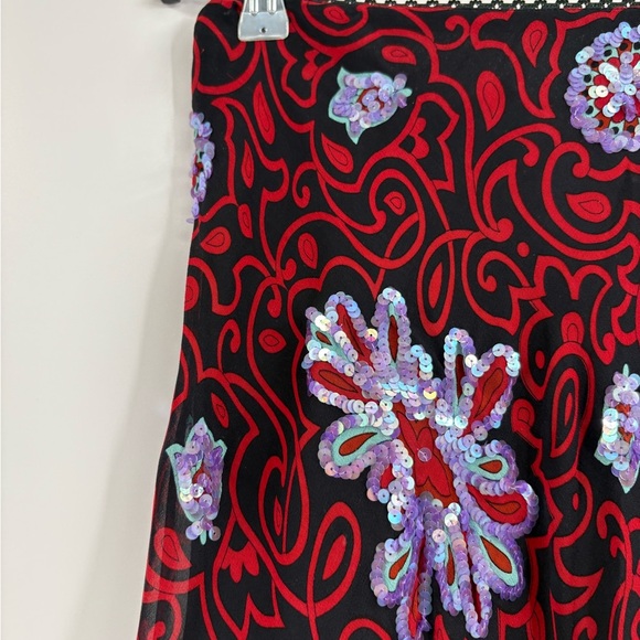 Nicole miller vintage Y2K 90s boho artsy floral sheer Embellished skirt sz 0 25 - Picture 13 of 16